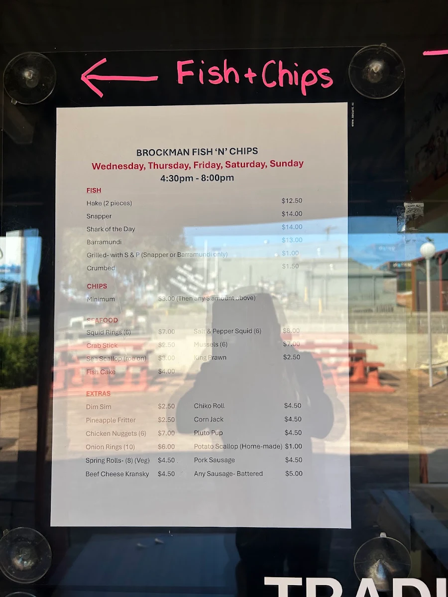 Menu, Brockman Fish 'n' Chips at Pemberton