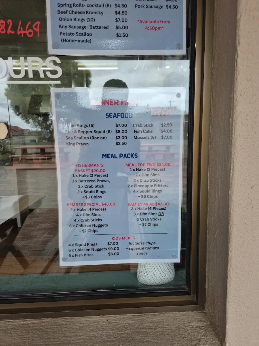 Menu, Brockman Fish 'n' Chips at Pemberton