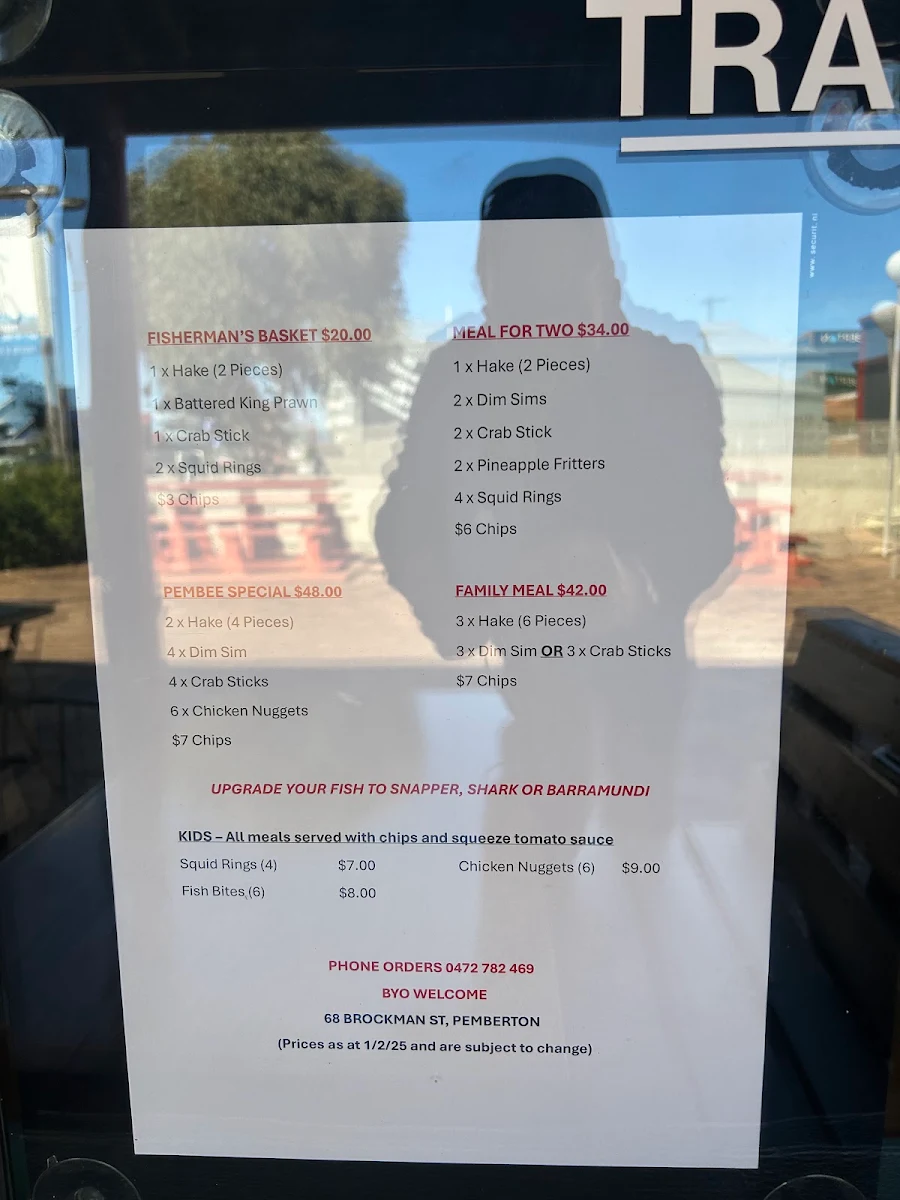 Menu, Brockman Fish 'n' Chips at Pemberton