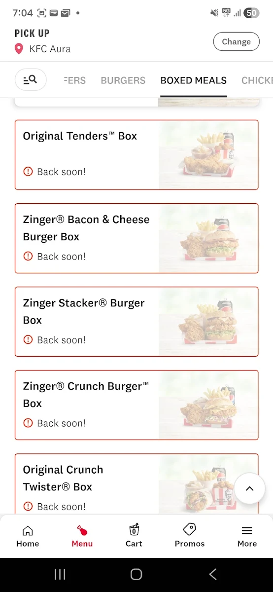 Menu, KFC Aura