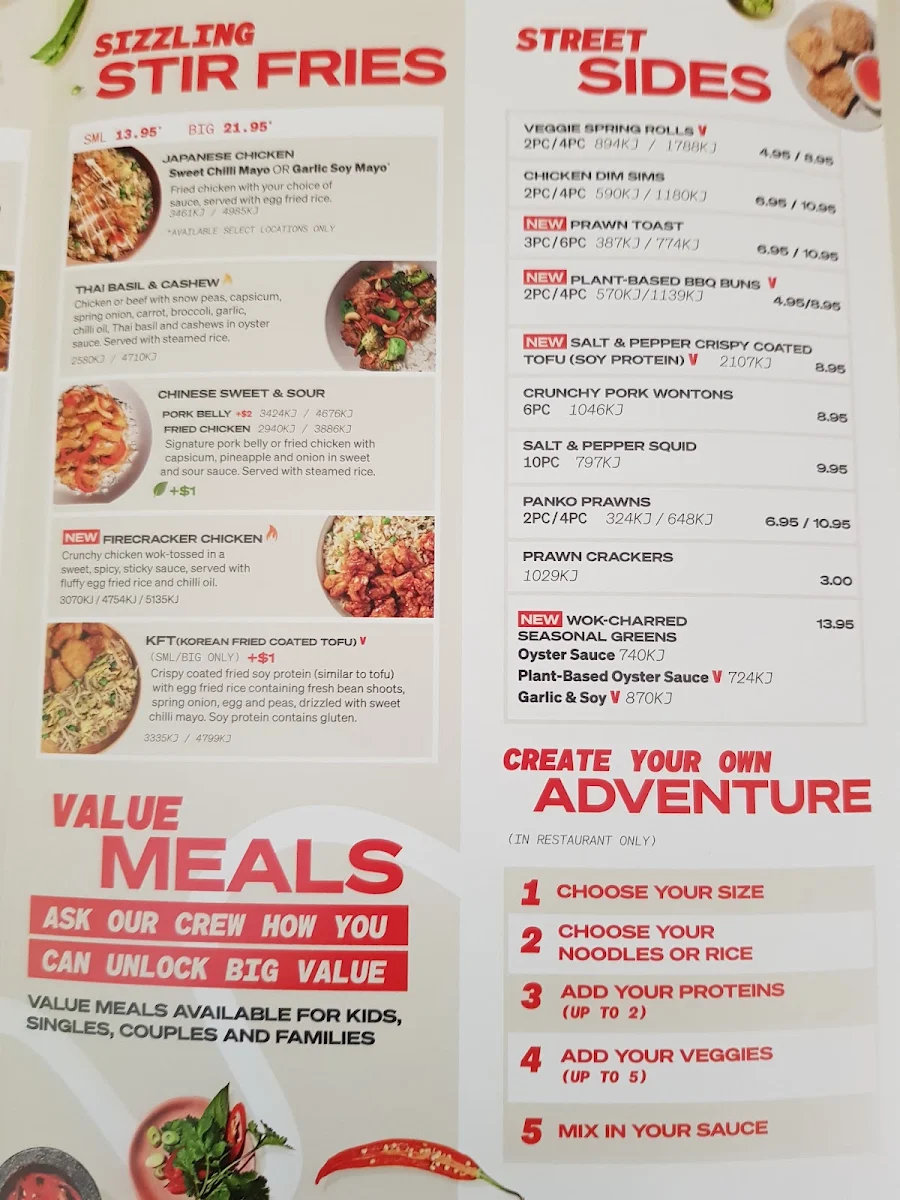 Menu, Noodle Box Oxenford