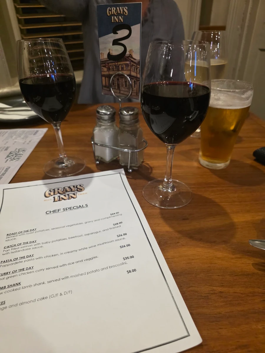 Menu, Gray's Inn