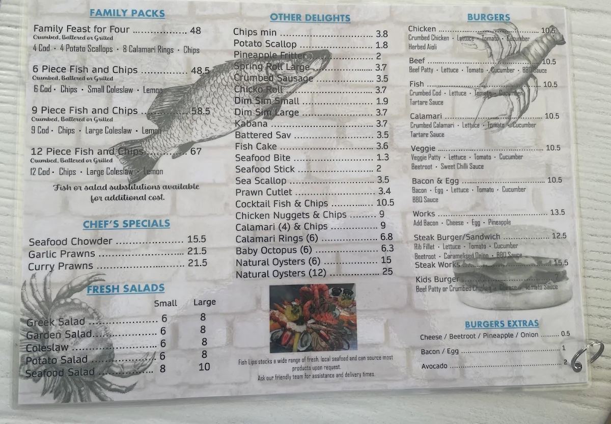 Menu, Fish Lips (Samford)