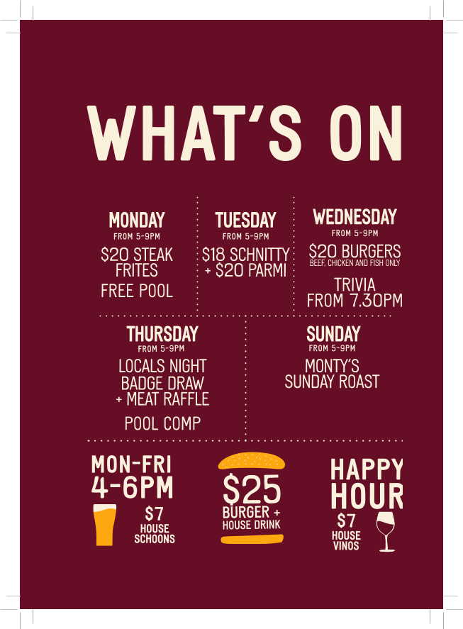 Menu, The Montague Hotel