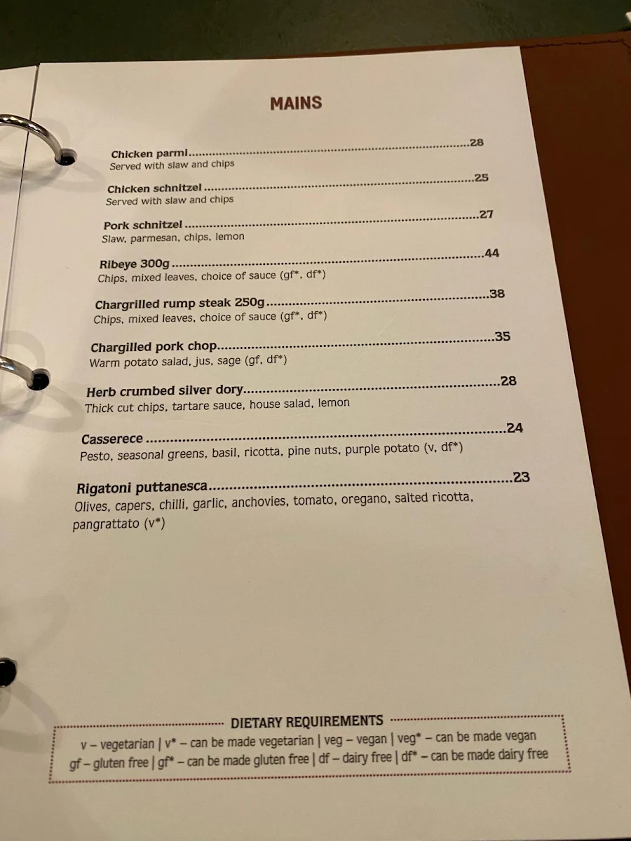 Menu, The Montague Hotel