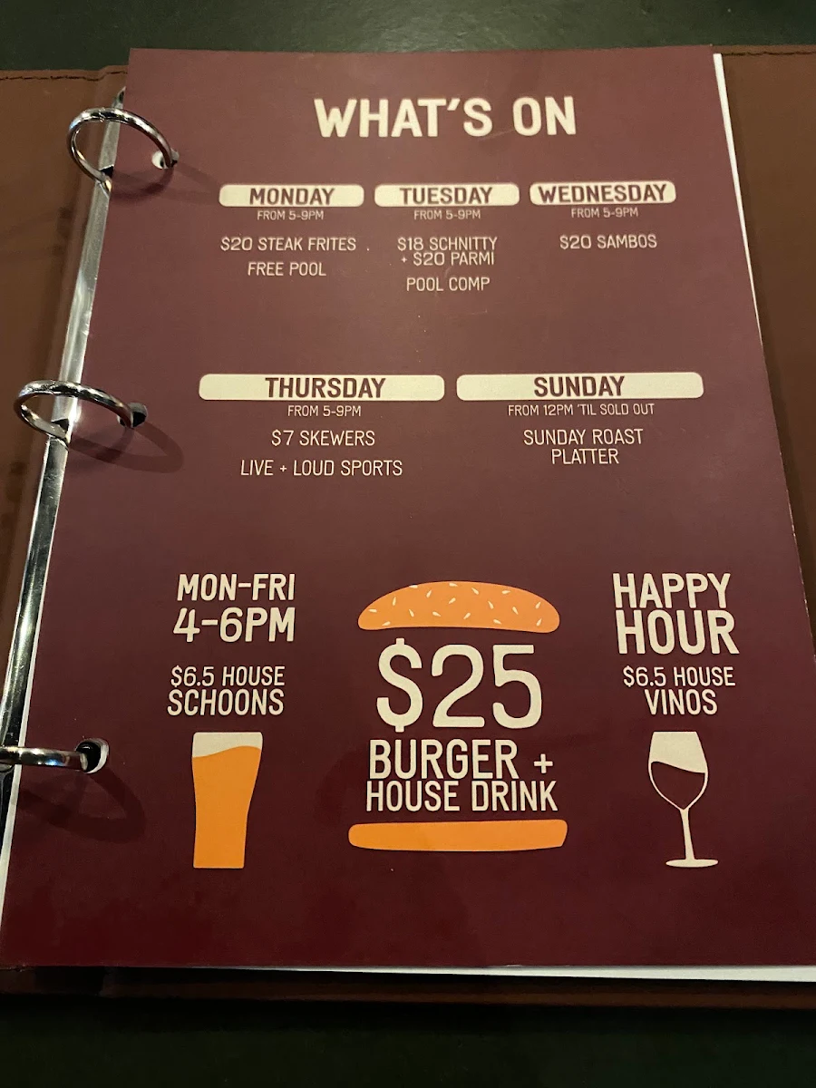 Menu, The Montague Hotel