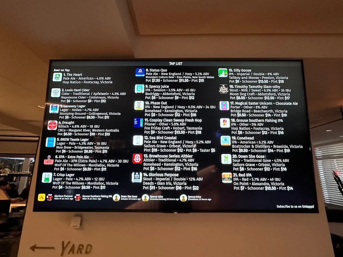Menu, Hardimans Hotel