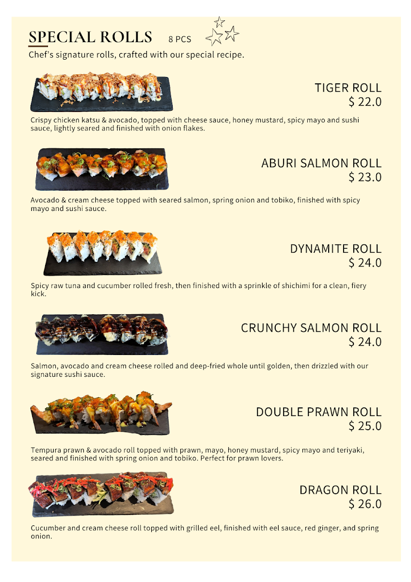 Menu, Issho Sushi - Clayfield