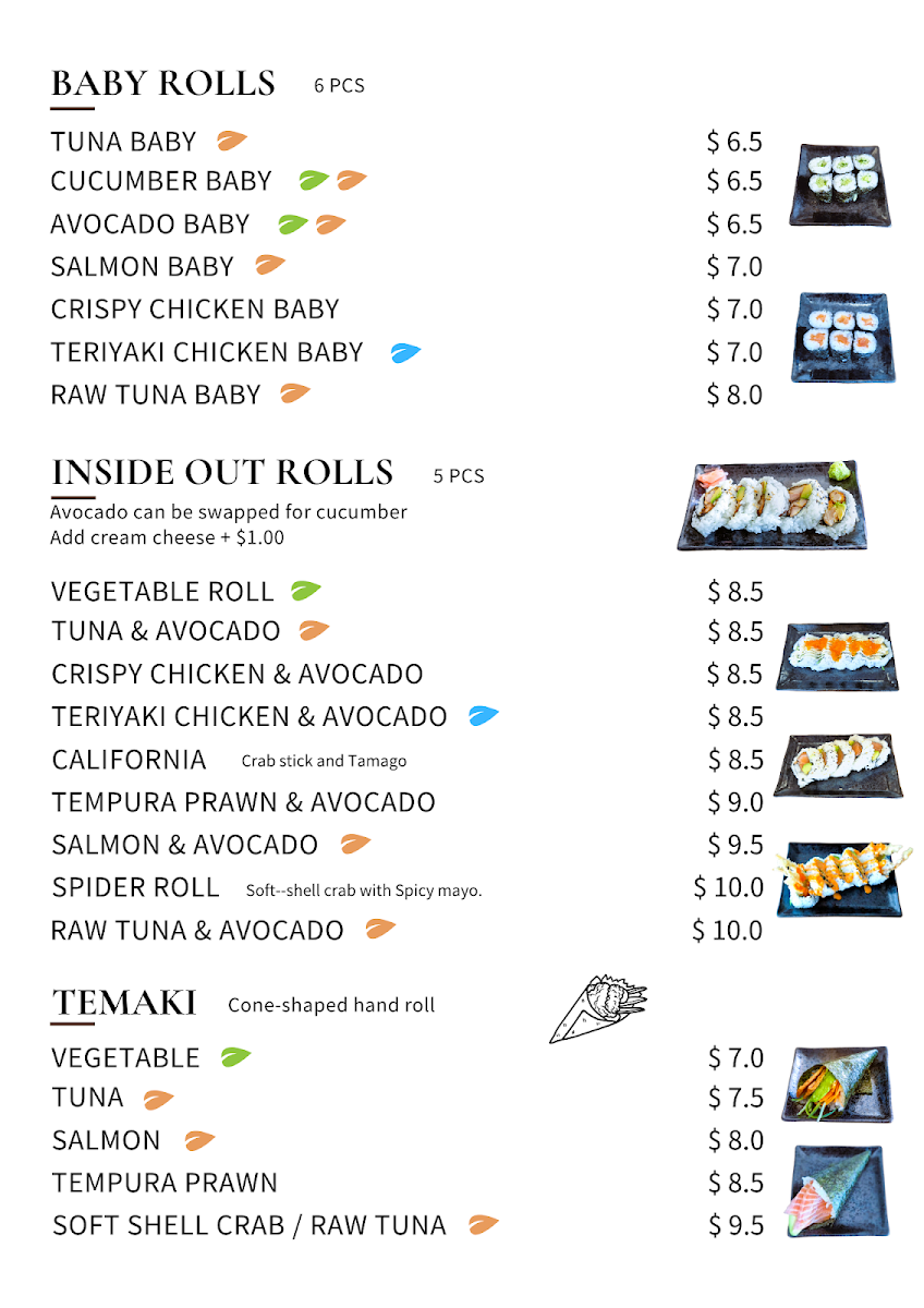 Menu, Issho Sushi - Clayfield