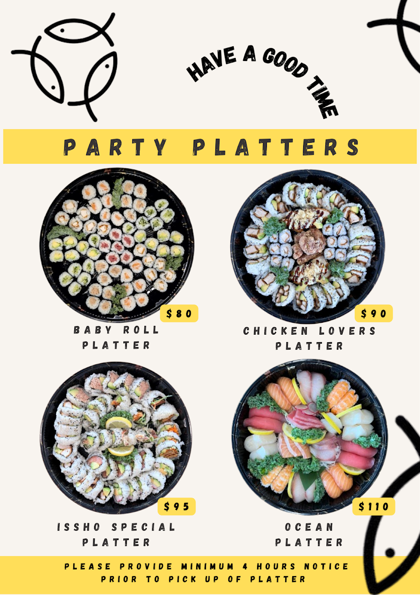 Menu, Issho Sushi - Clayfield