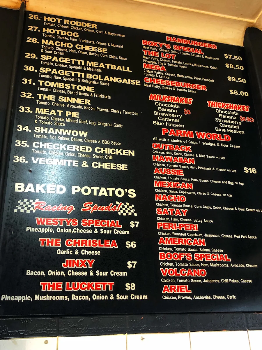 Menu, The Pizza Box norlane