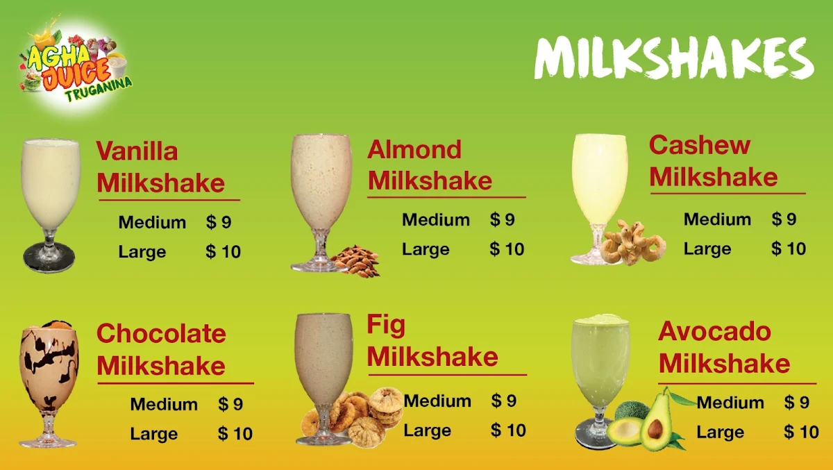 Menu, Agha Juice Truganina