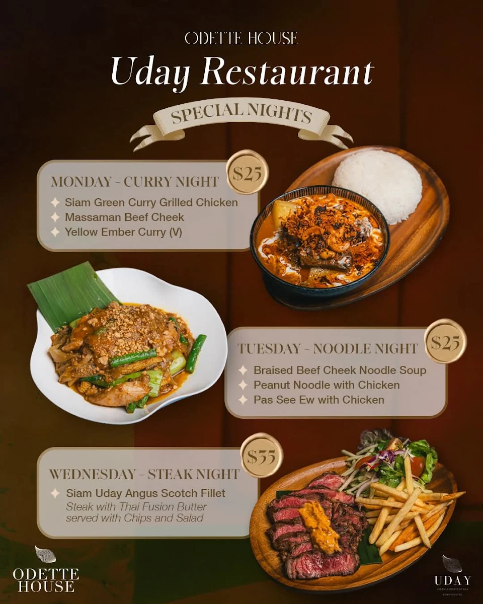 Menu, Uday Restaurant & Rooftop Bar