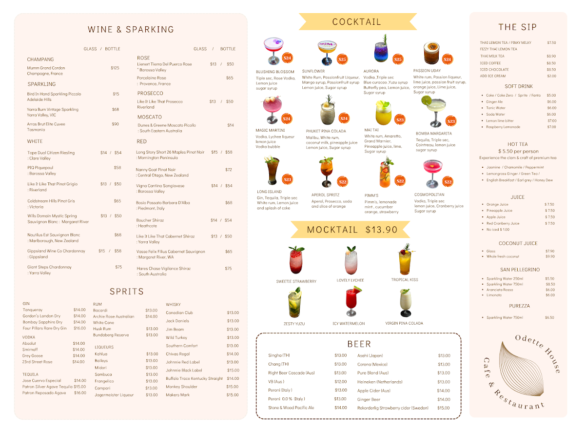Menu, Uday Restaurant & Rooftop Bar