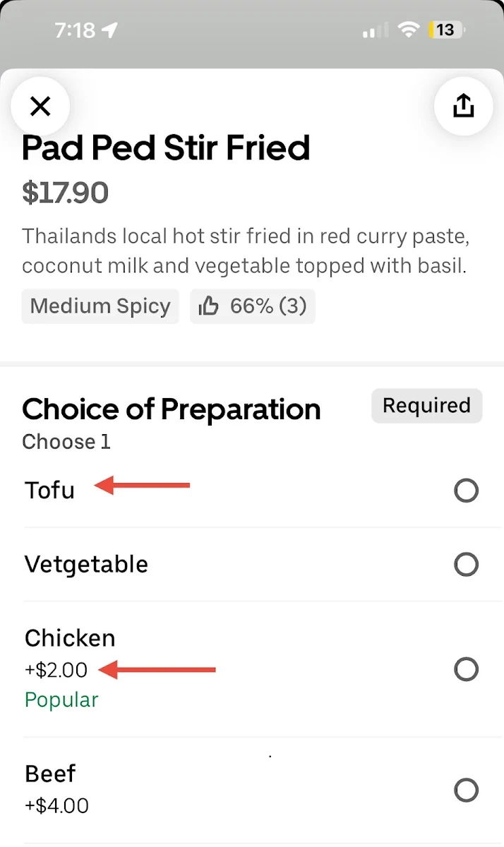 Menu, POP Padthai (Robina)