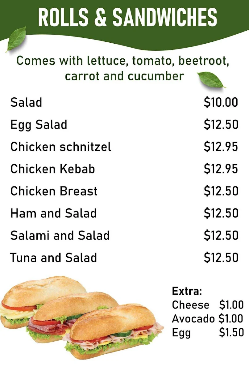 Menu, Cafe Fresh