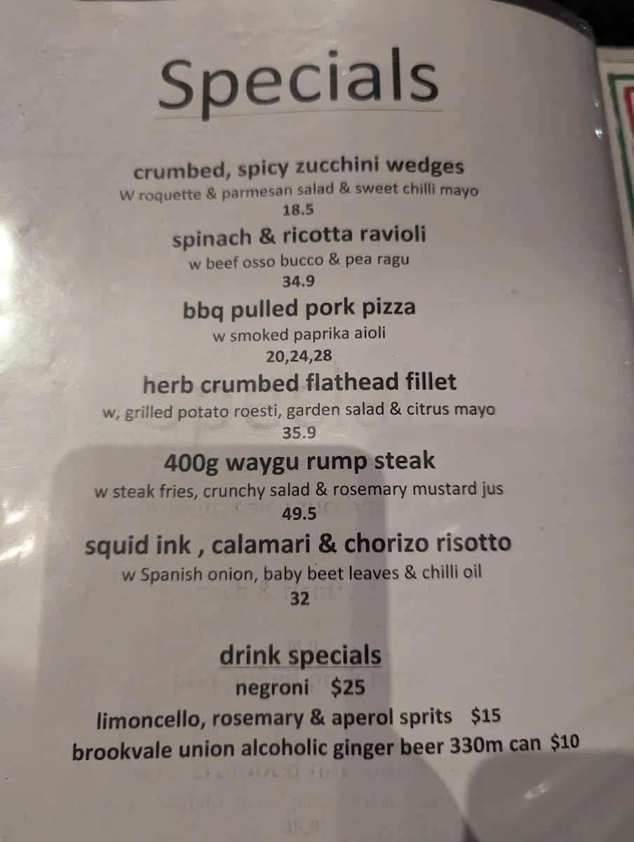 Menu, Il Gambero - Italian Restaurant in Carlton