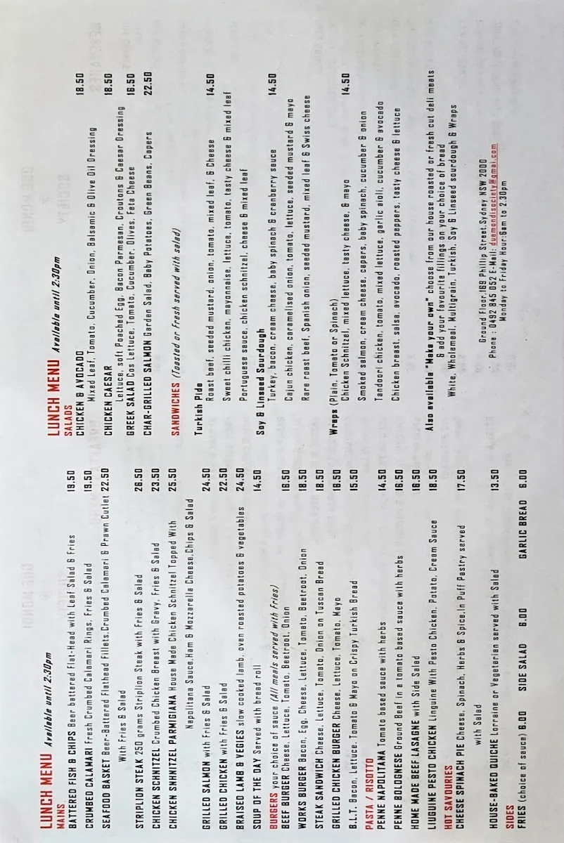 Menu, Due Mondi @ Society