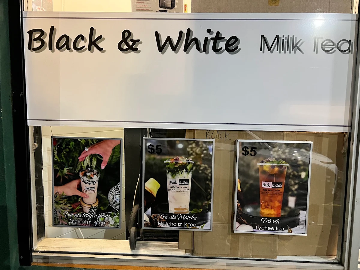 Menu, Black And White Milk Tea