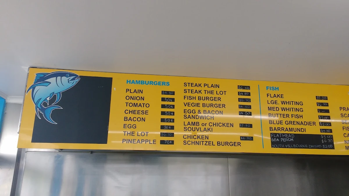 Menu, Barra Fish & Chips