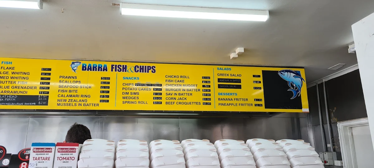 Menu, Barra Fish & Chips