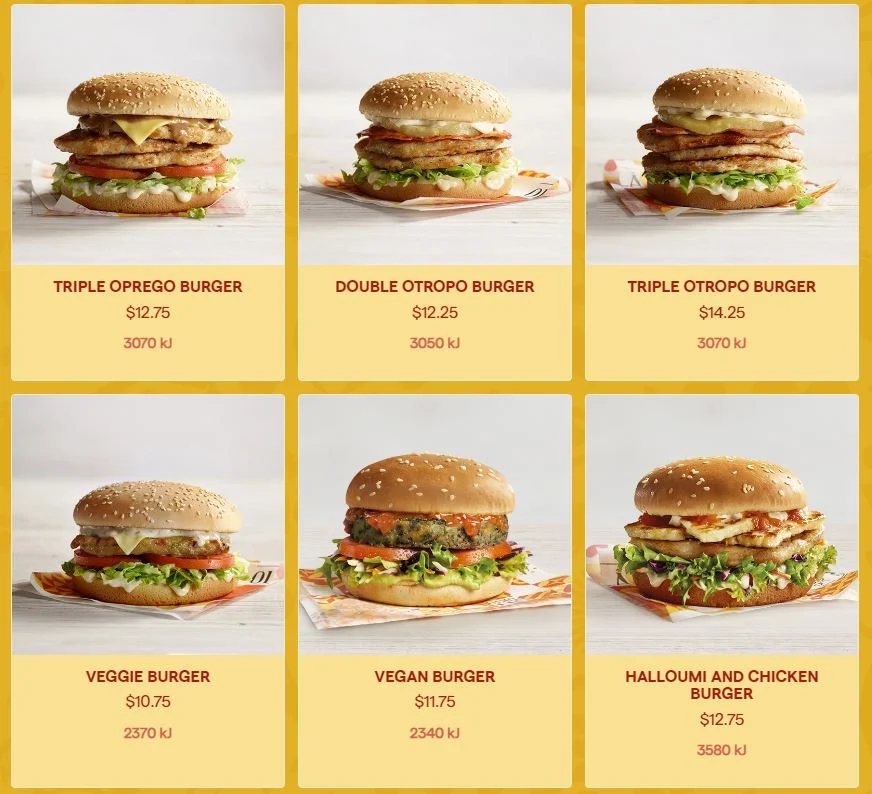 Menu, Oporto Rothwell Drive Thru