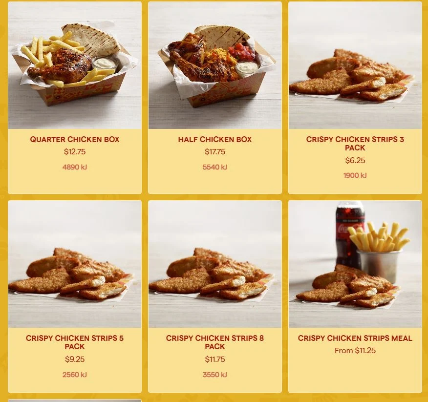 Menu, Oporto Rothwell Drive Thru