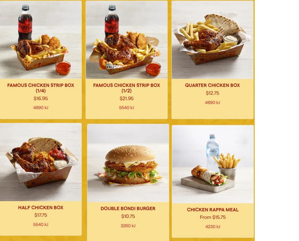 Menu, Oporto Rothwell Drive Thru