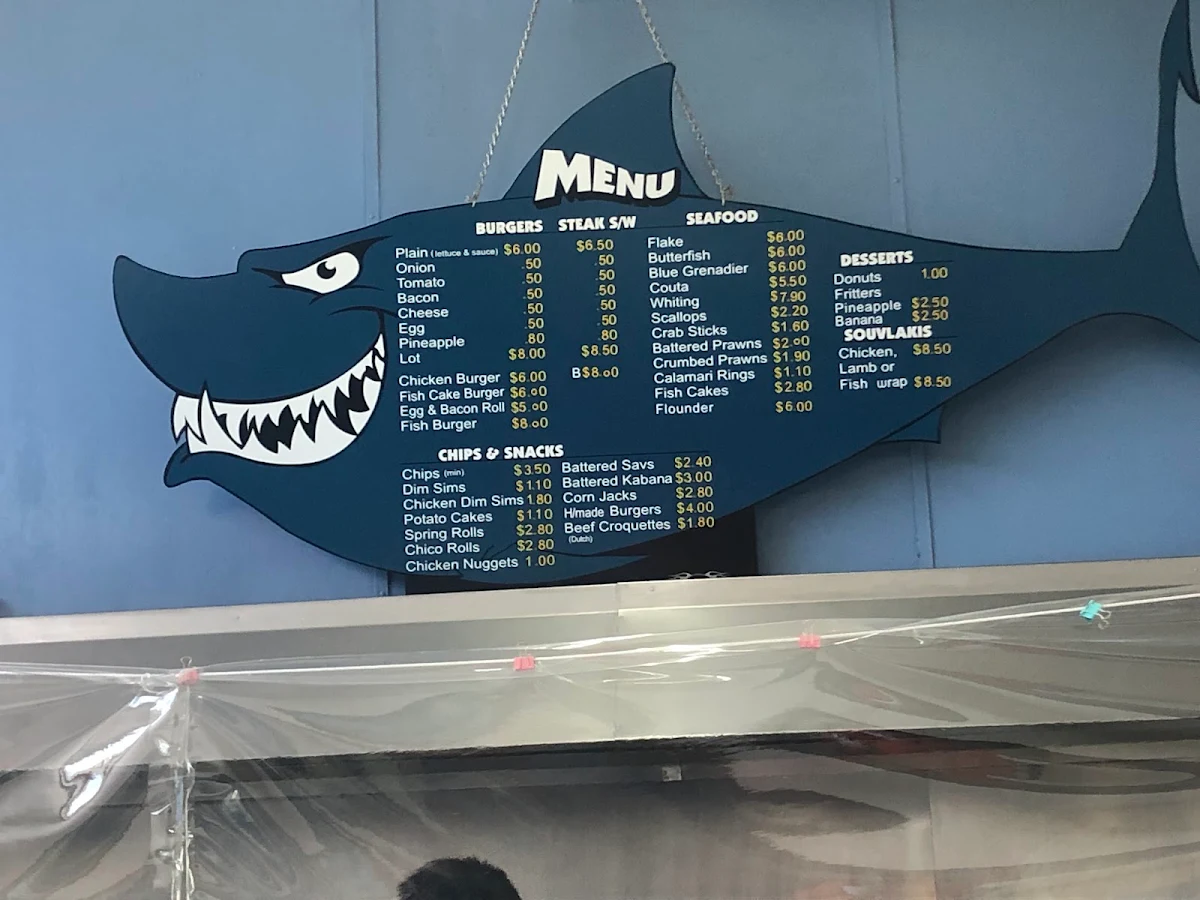 Menu, Rose Ave Fish & Chip Shop