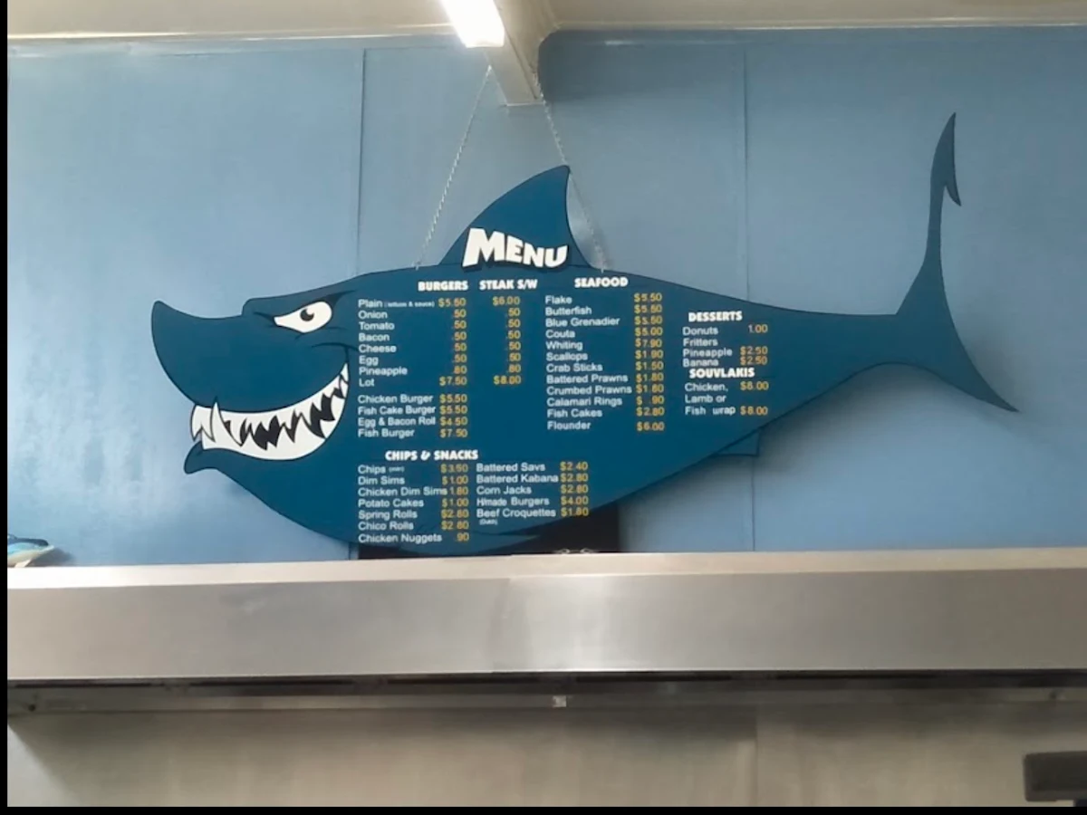 Menu, Rose Ave Fish & Chip Shop