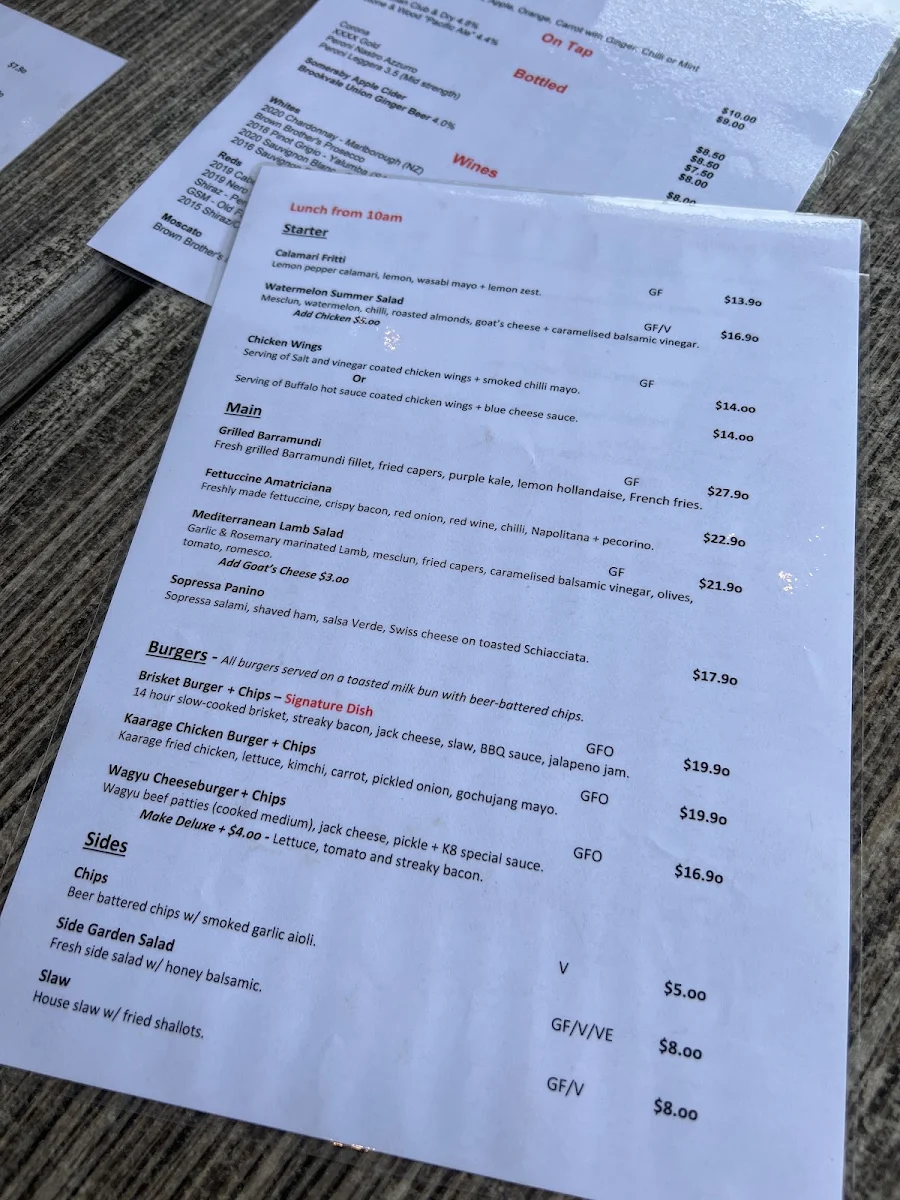 Menu, Kitchen8 Cafe