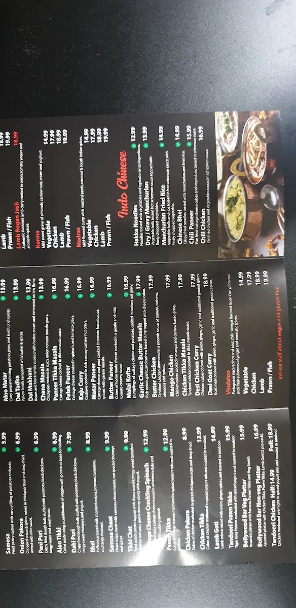 Menu, Bollywood Bar - Indian Restaurant