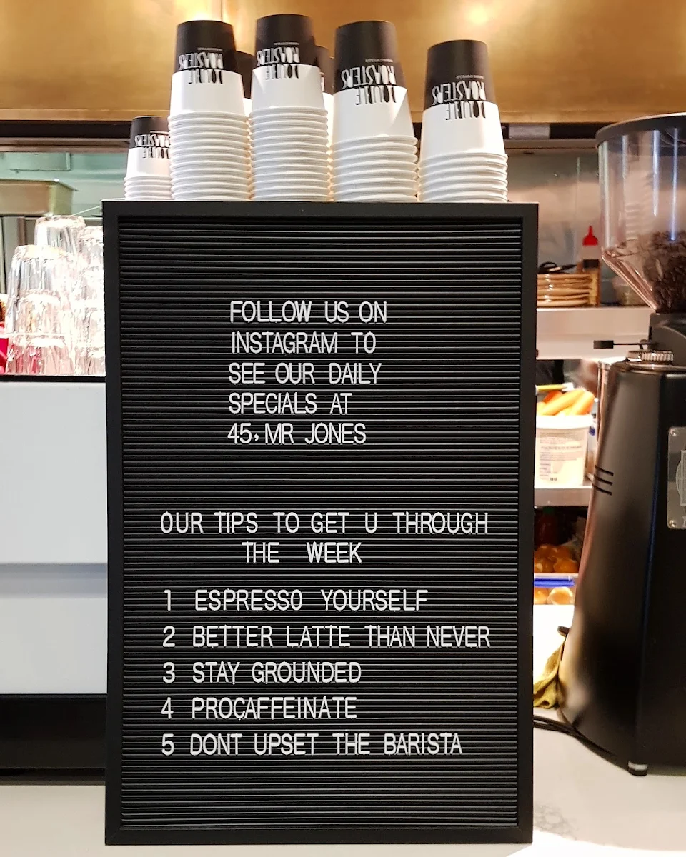 Menu, Mr Jones Cafe