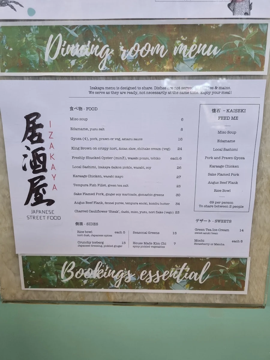 Menu, Fins Restaurant and Bar