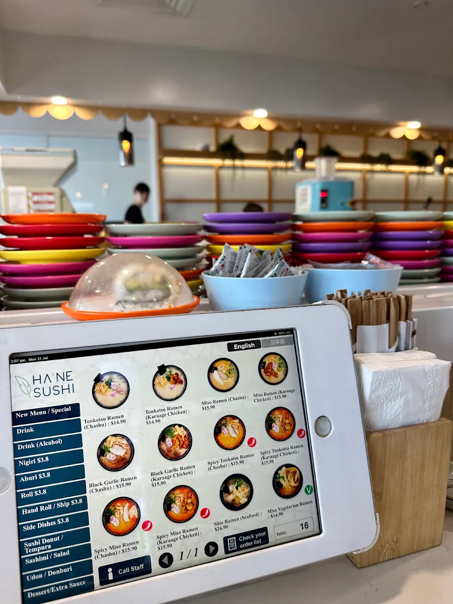 Menu, Hane Sushi