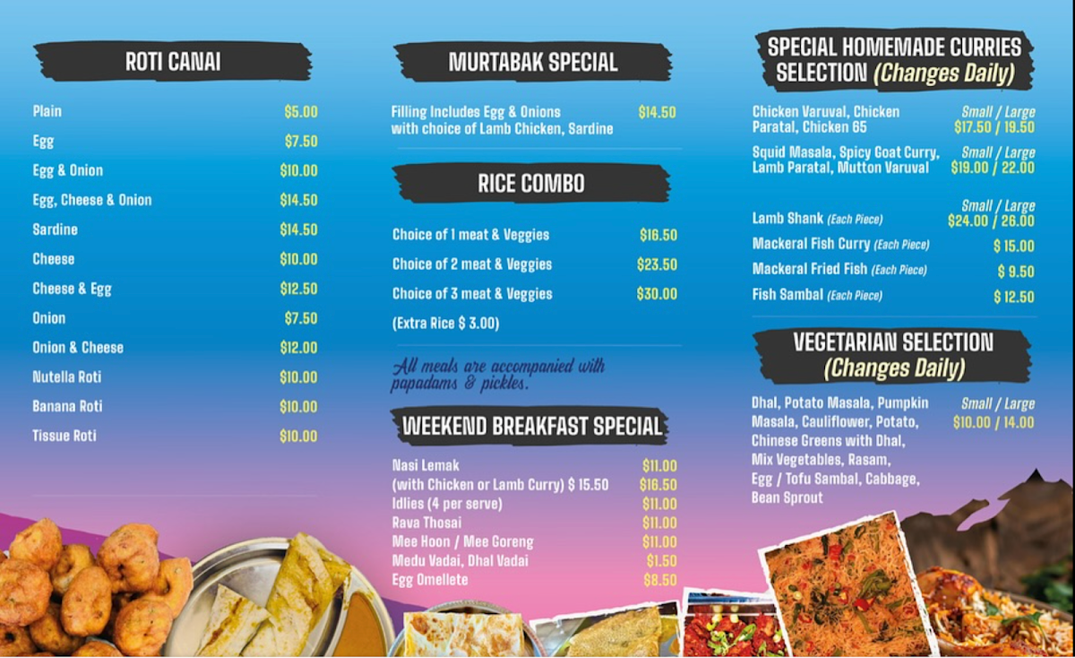 Menu, Cafe Rasa Sayang