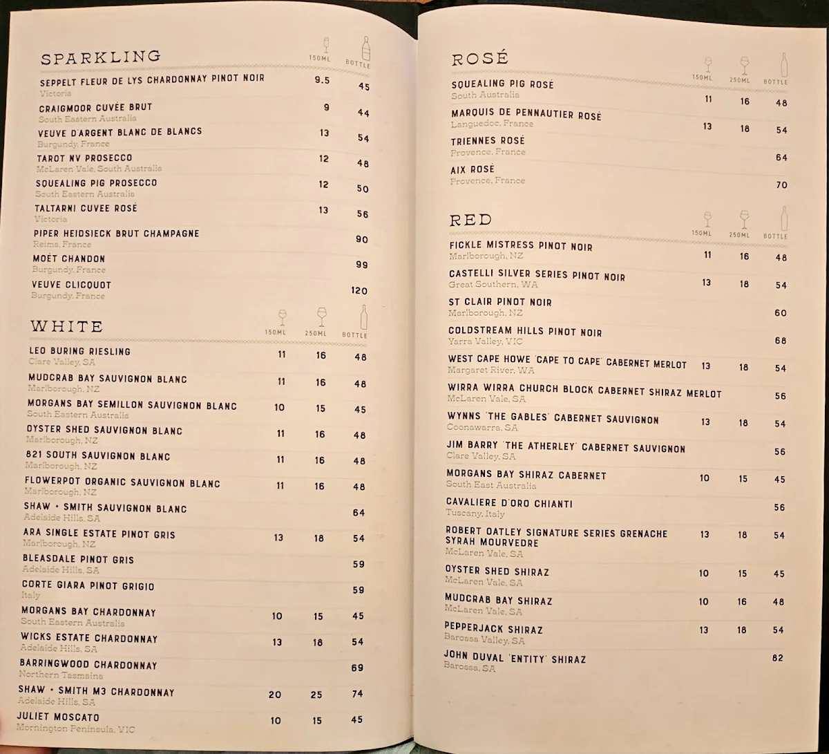 Menu, The Doonan