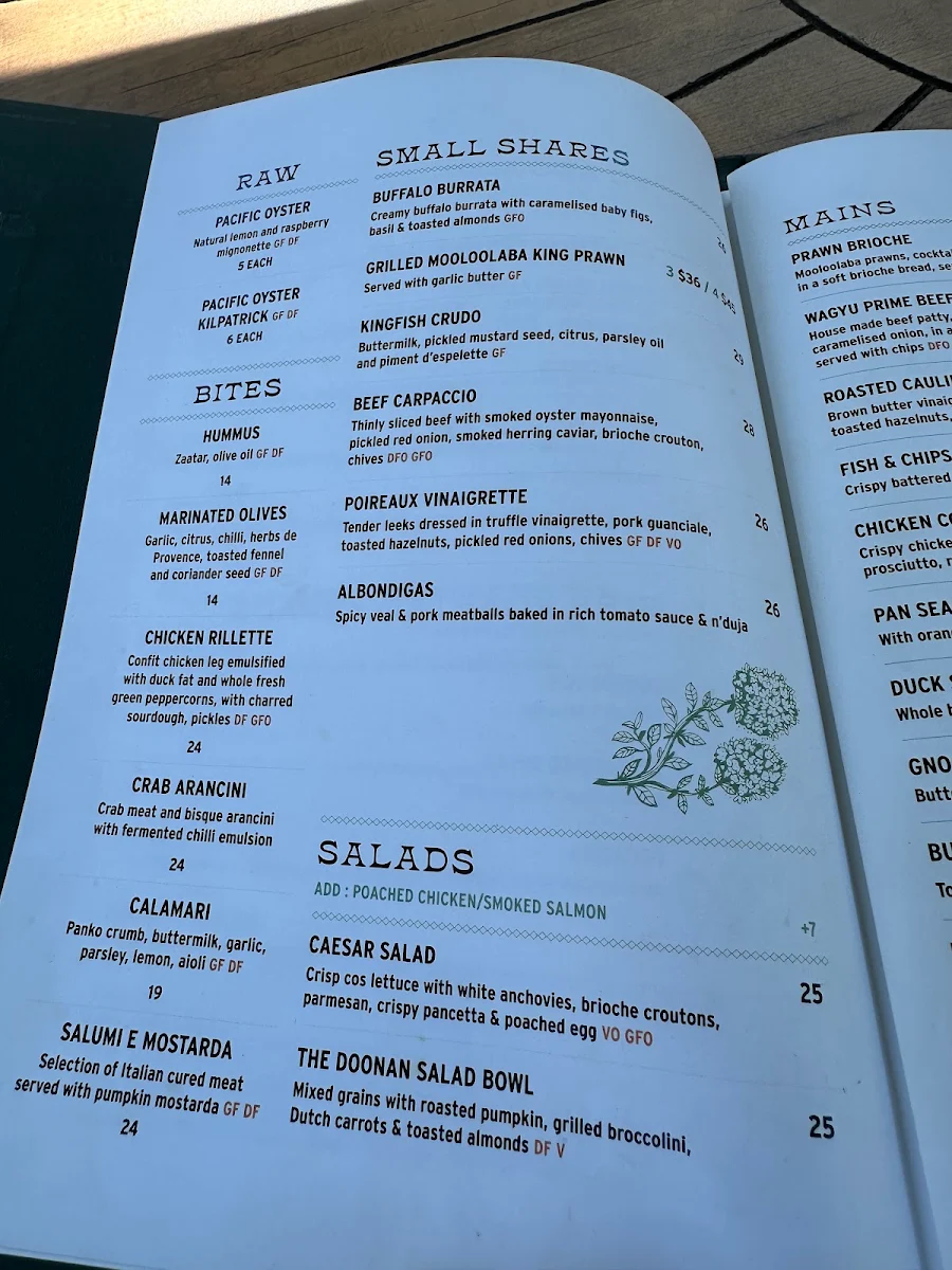 Menu, The Doonan