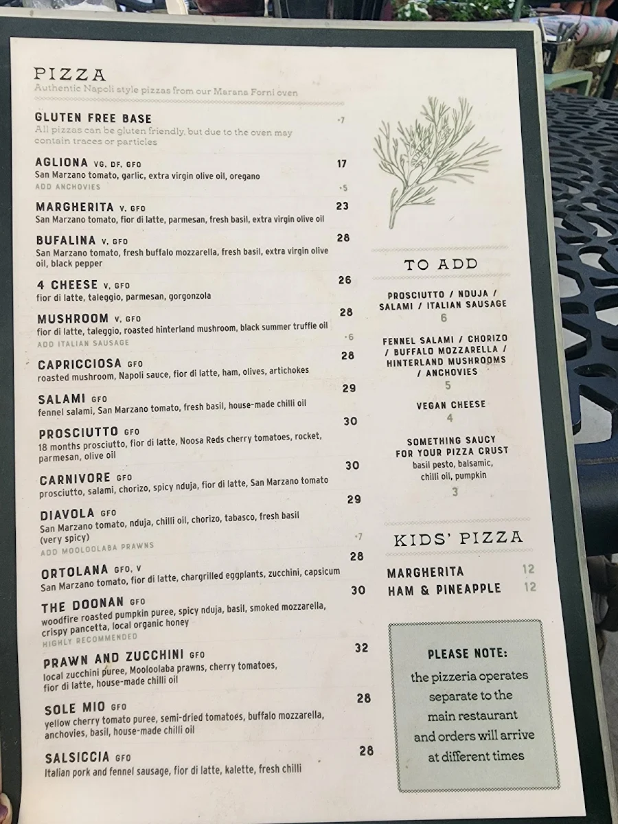 Menu, The Doonan