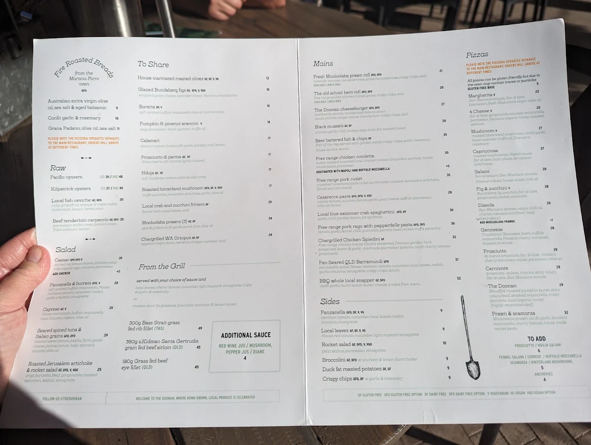 Menu, The Doonan