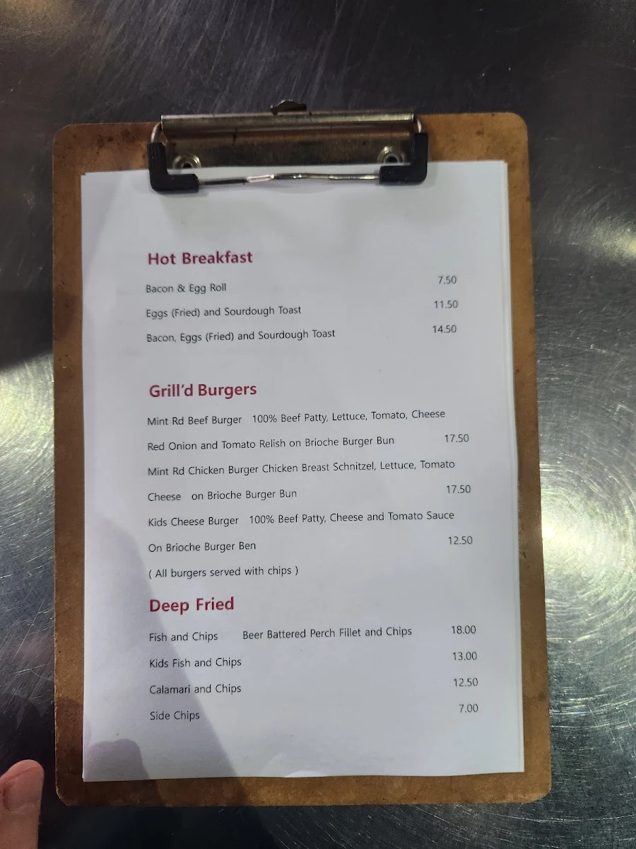 Menu, Mint Road