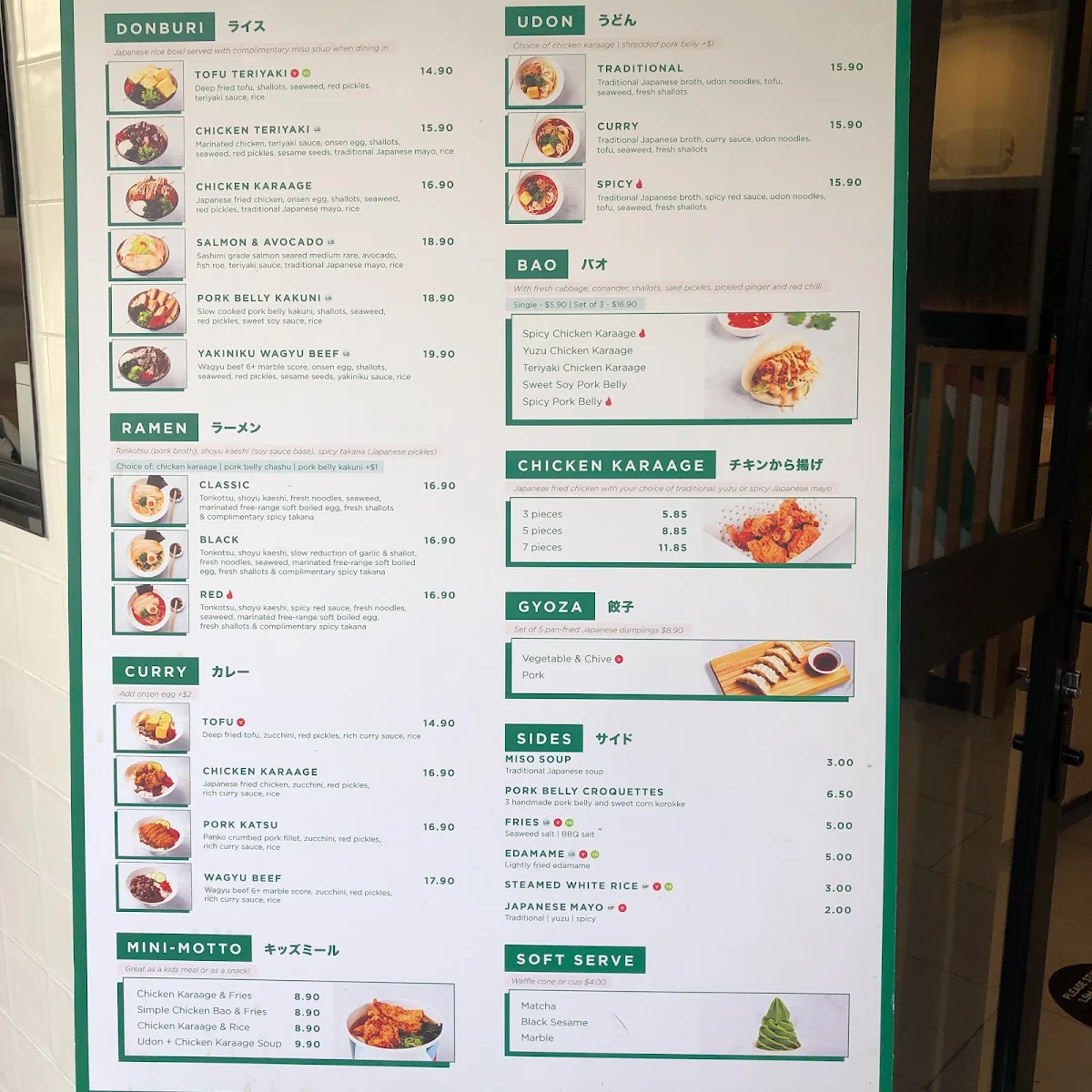 Menu, Motto Motto Japanese Kitchen - Chermside