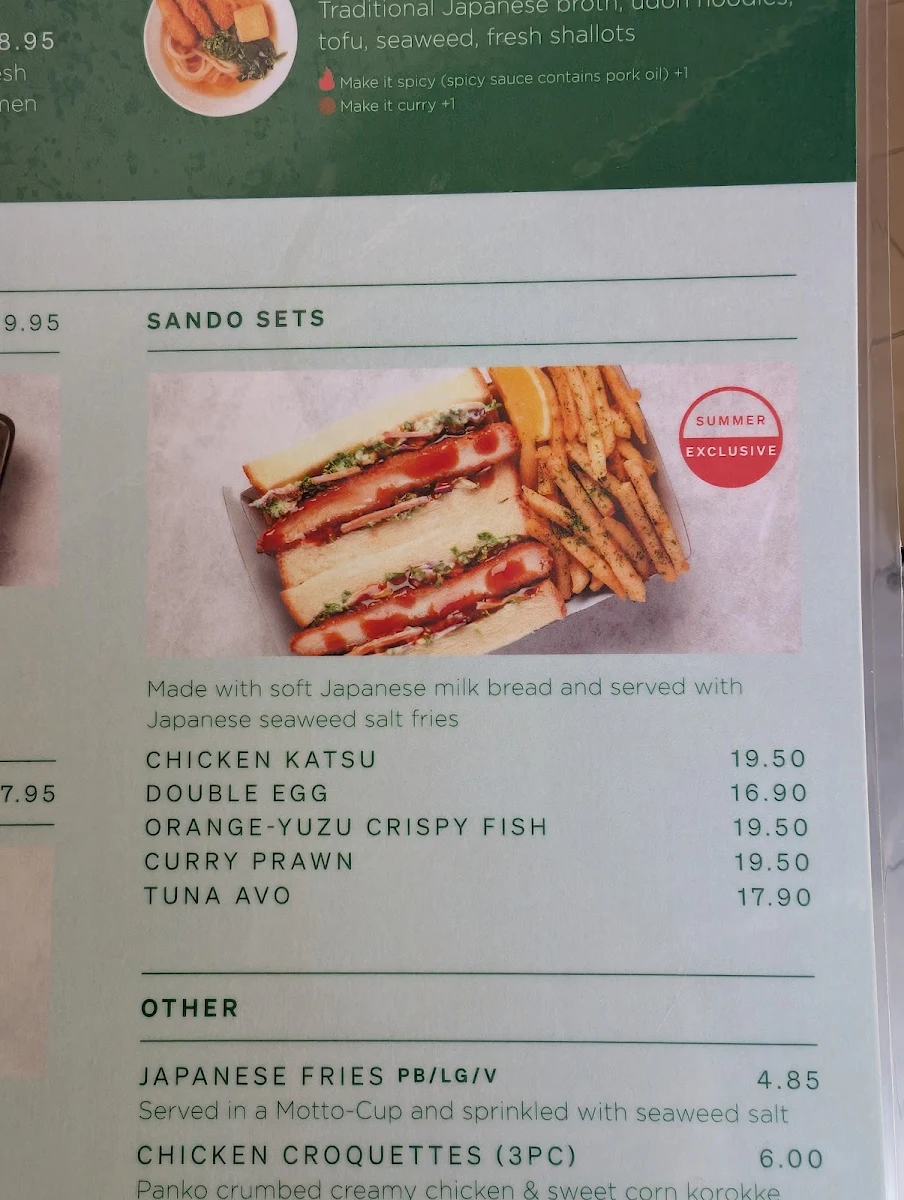 Menu, Motto Motto Japanese Kitchen - Chermside