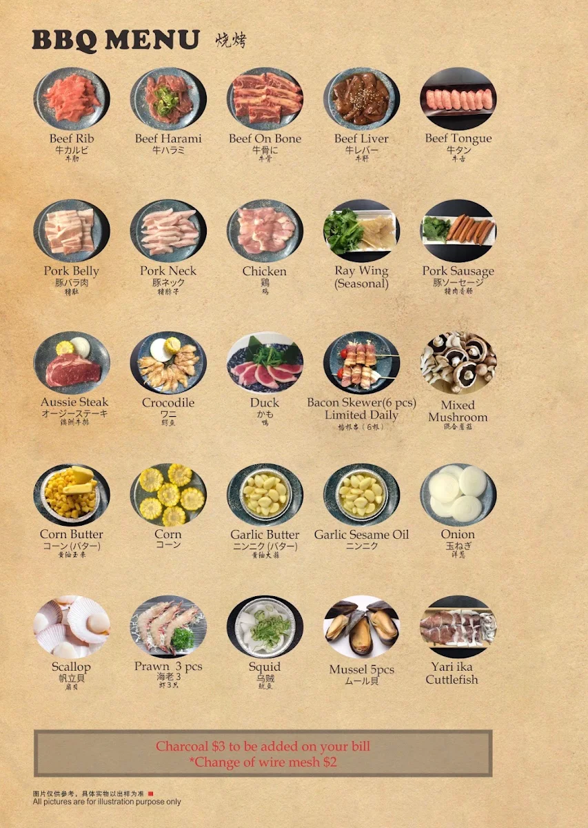 Menu, Cairns Riki Japanese BBQ Restaurant