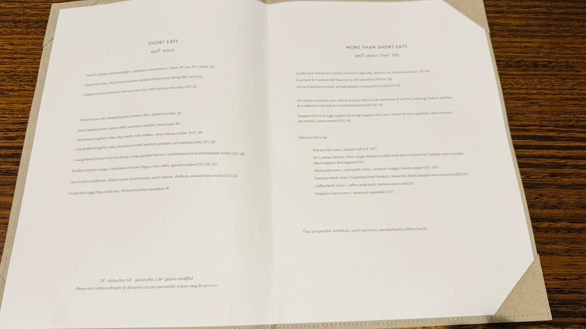 Menu, Many Little Bar & Dining