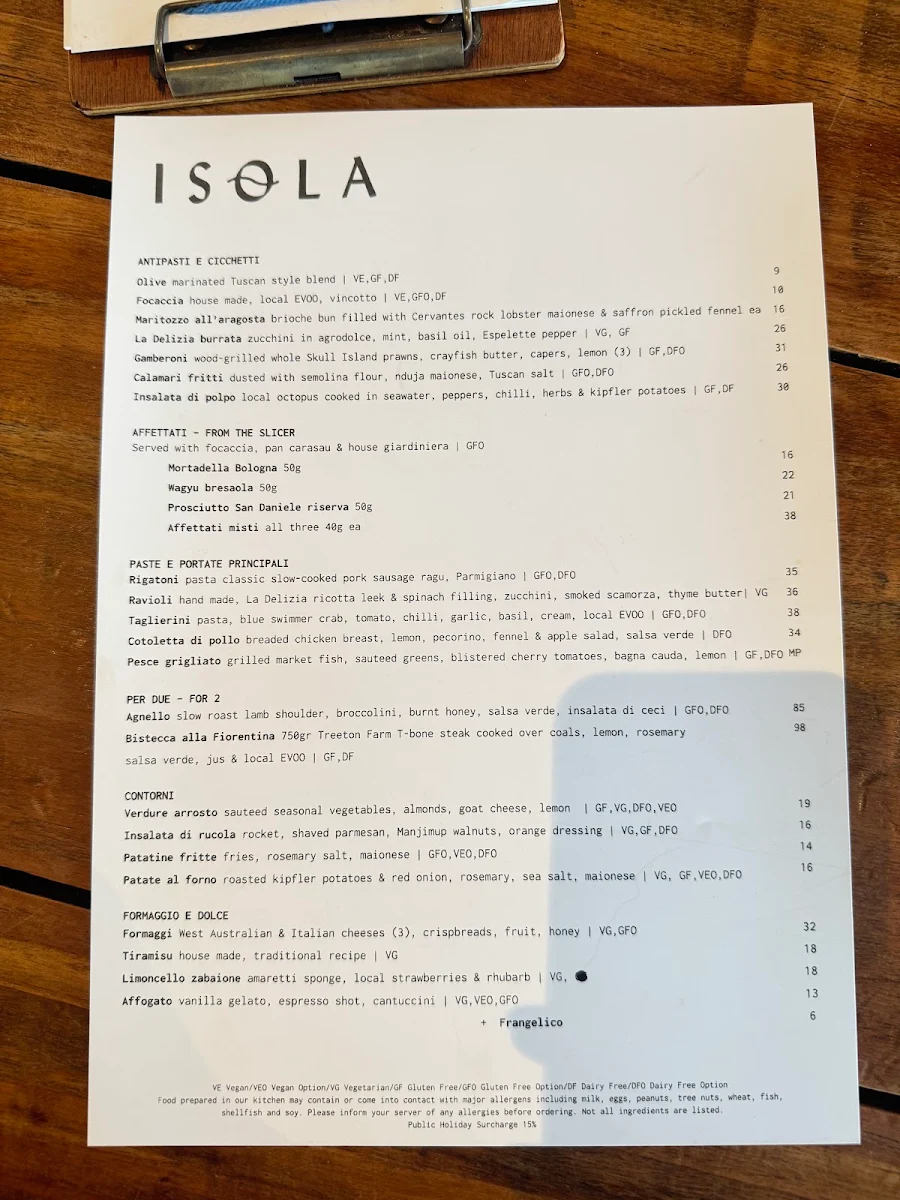 Menu, Isola Bar e Cibo