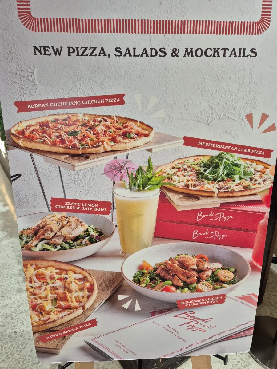 Menu, Bondi Pizza