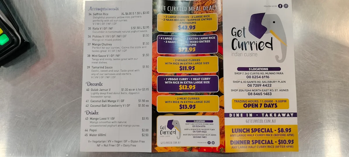 Menu, Get Curried