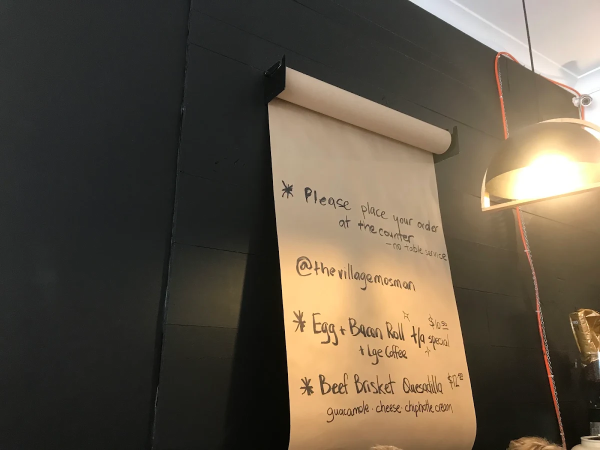 Menu, The Village Mosman