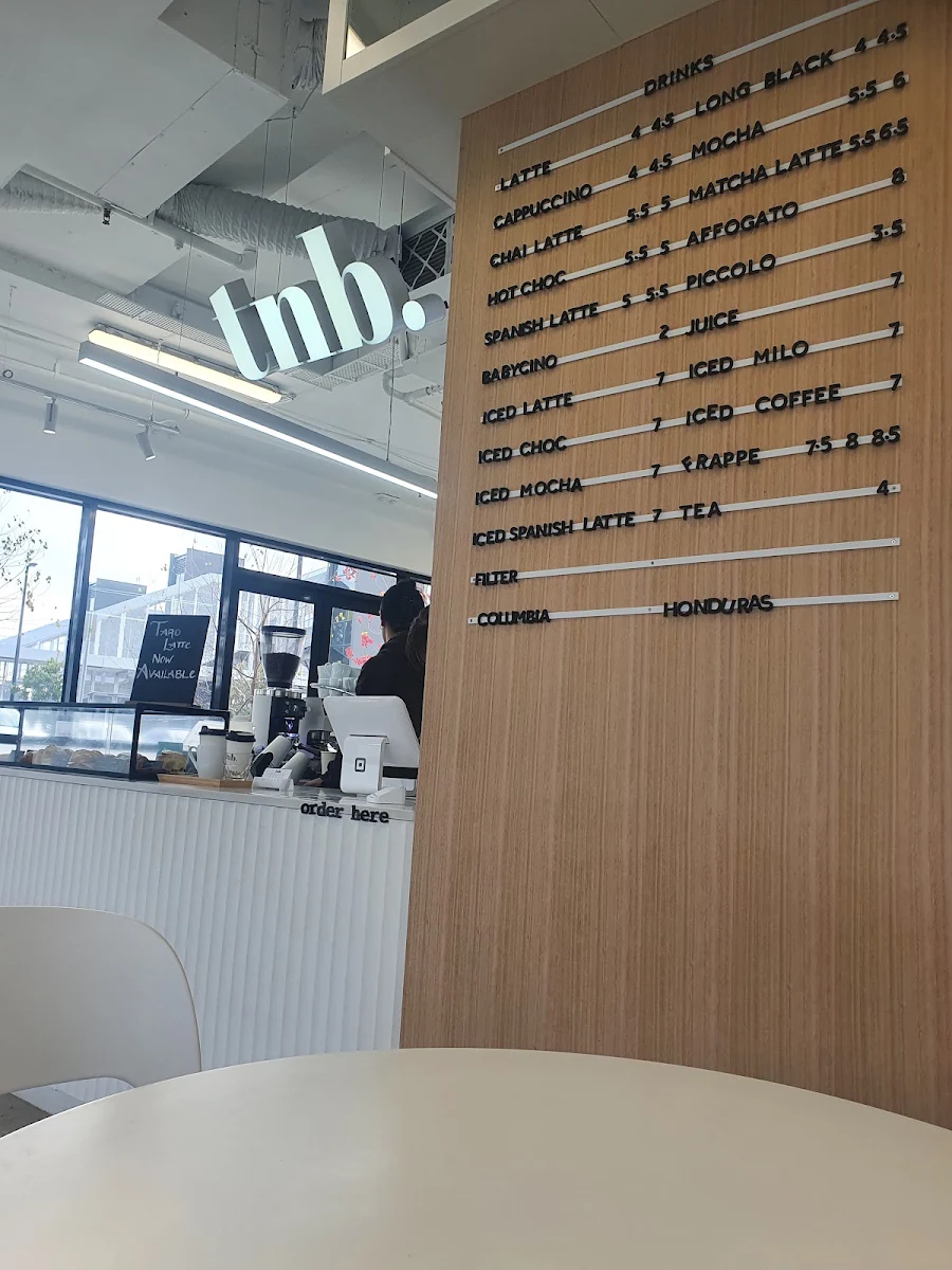 Menu, TNB Cafe